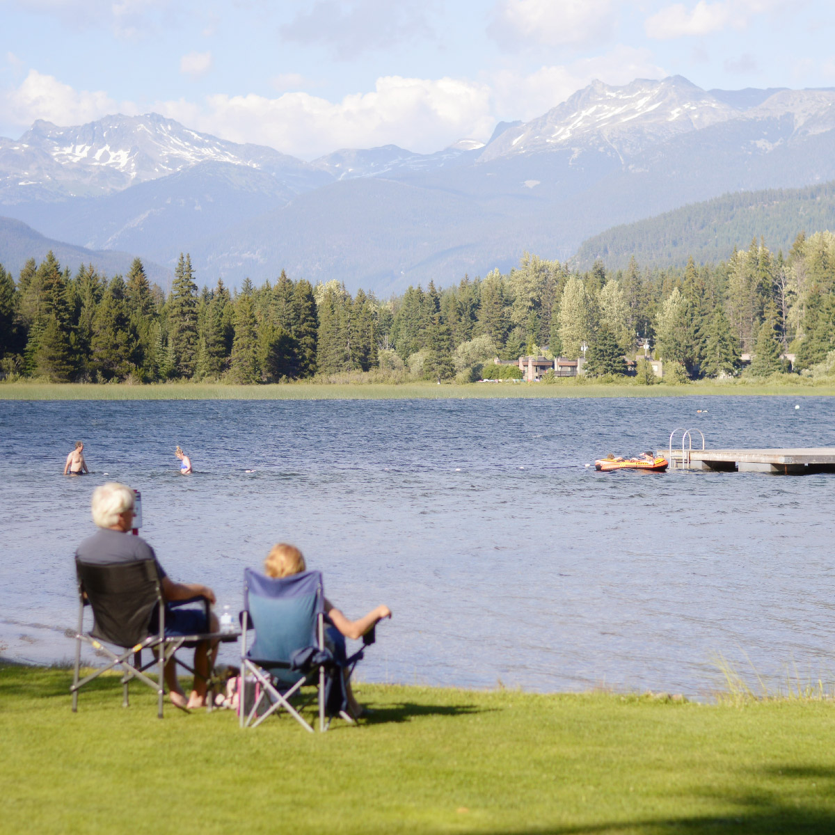 People at the lake